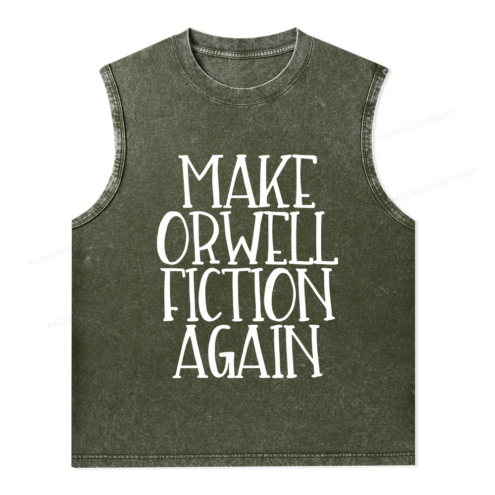 Pagewings Make Orwell Fiction Again Unisex Washed Tank Top