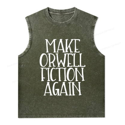 Pagewings Make Orwell Fiction Again Unisex Washed Tank Top
