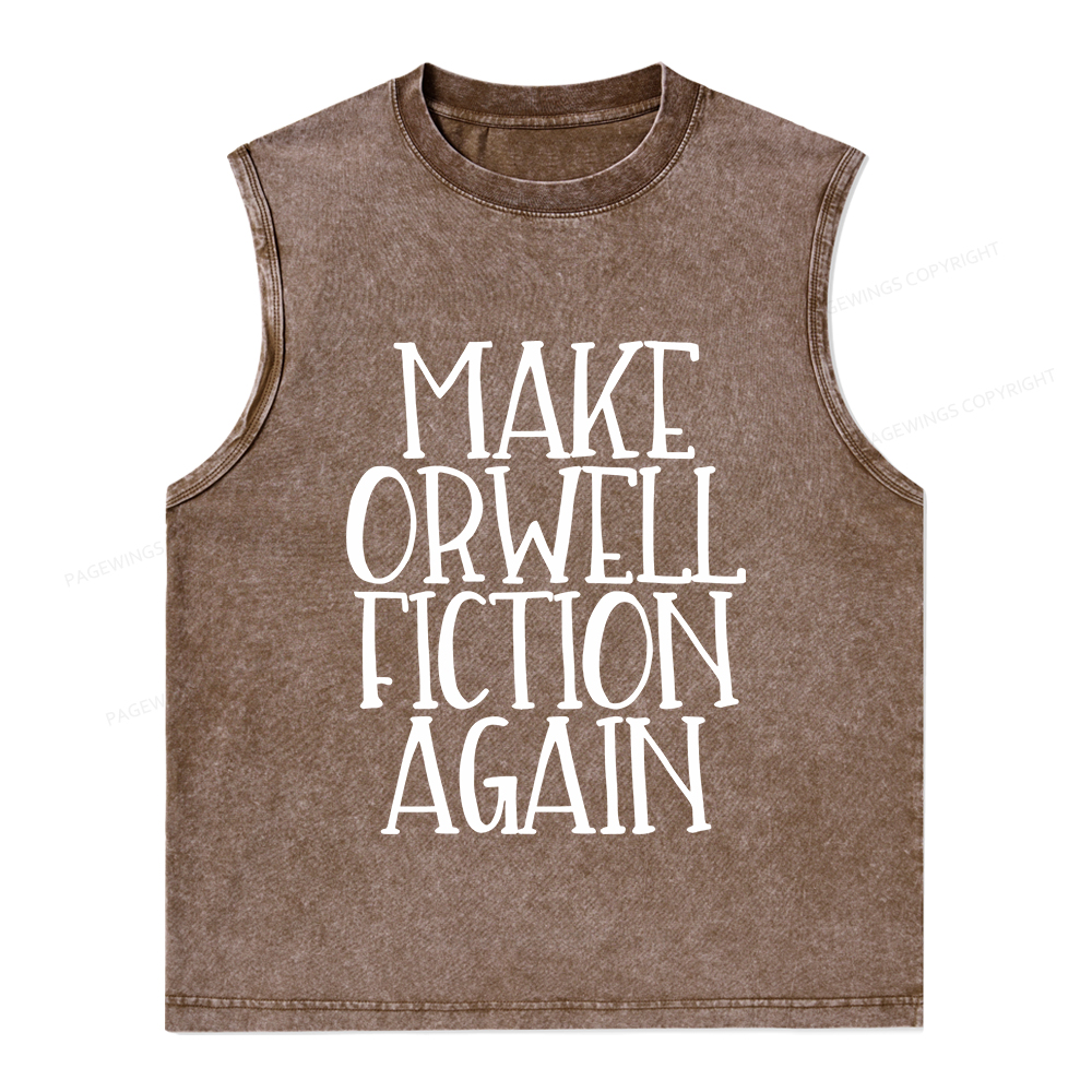 Pagewings Make Orwell Fiction Again Unisex Washed Tank Top