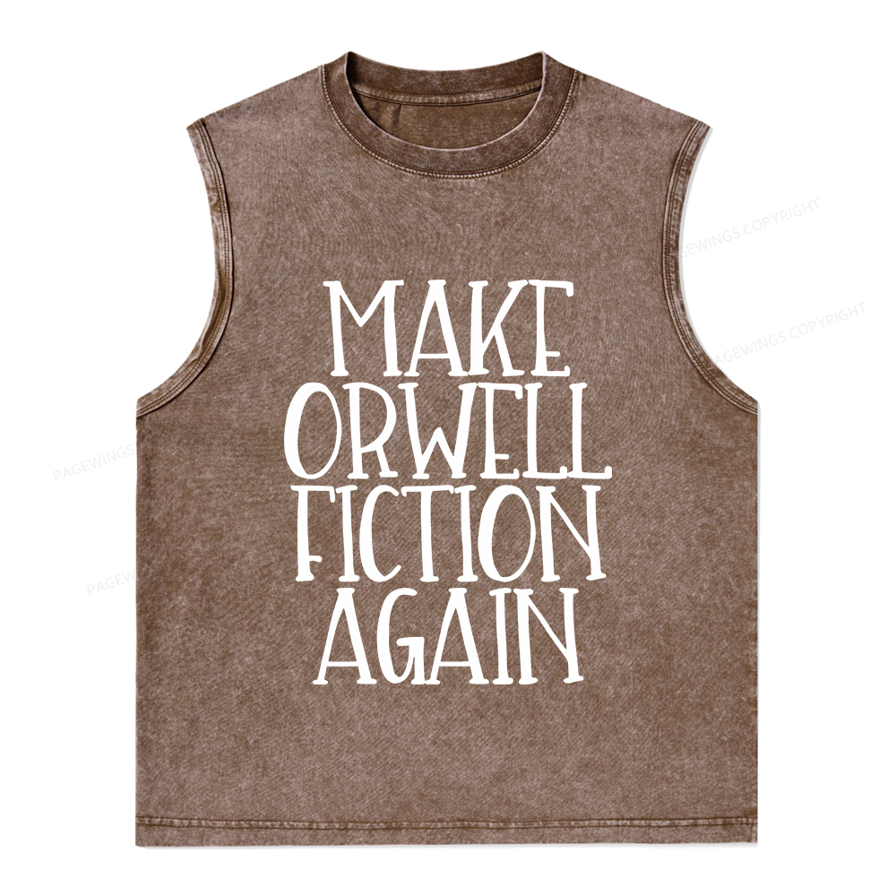 Pagewings Make Orwell Fiction Again Unisex Washed Tank Top