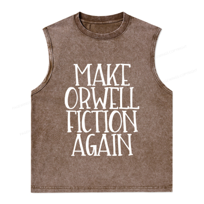 Pagewings Make Orwell Fiction Again Unisex Washed Tank Top