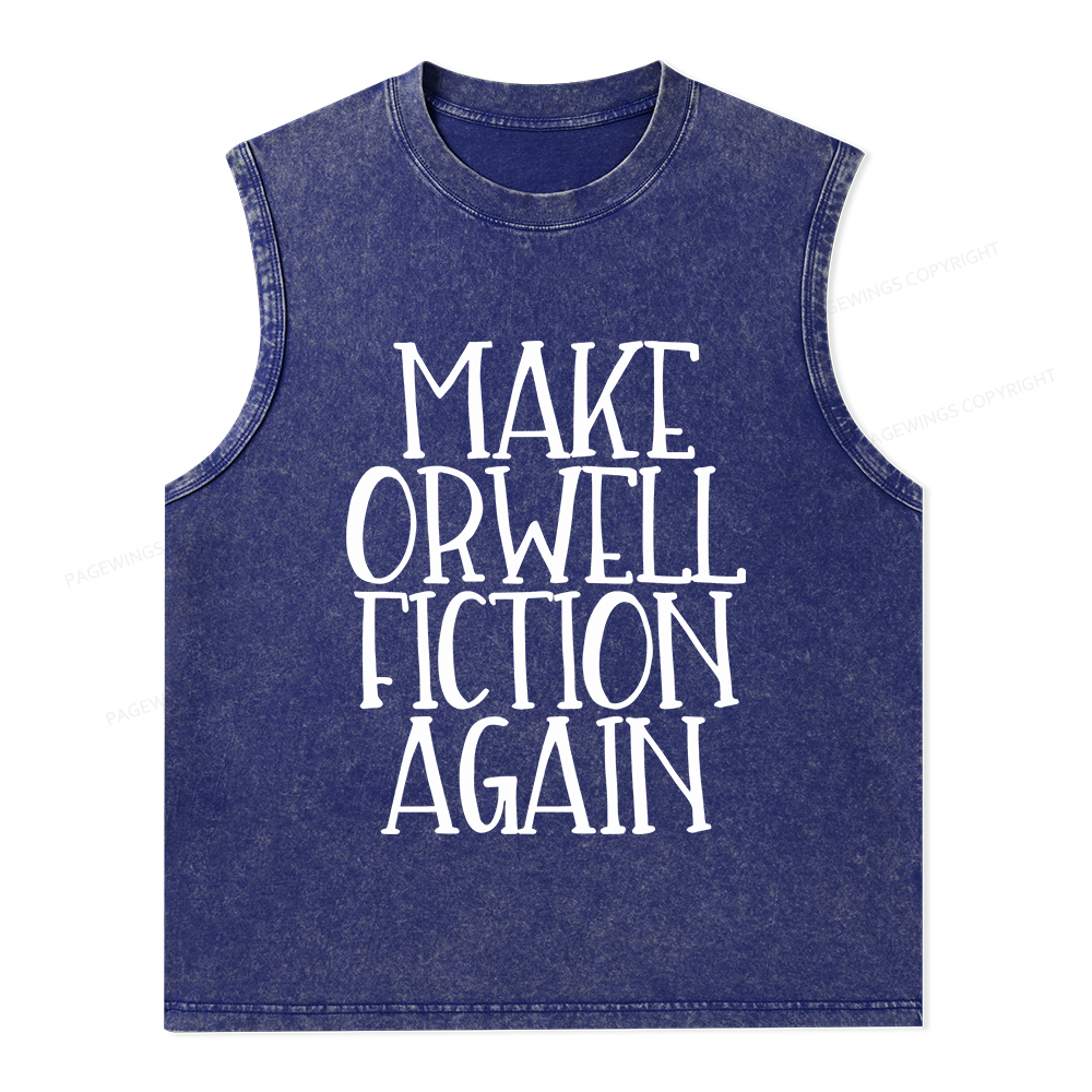 Pagewings Make Orwell Fiction Again Unisex Washed Tank Top