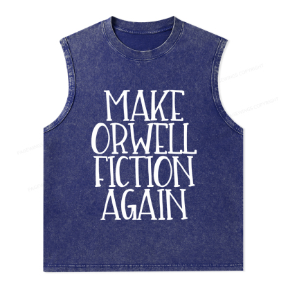 Pagewings Make Orwell Fiction Again Unisex Washed Tank Top
