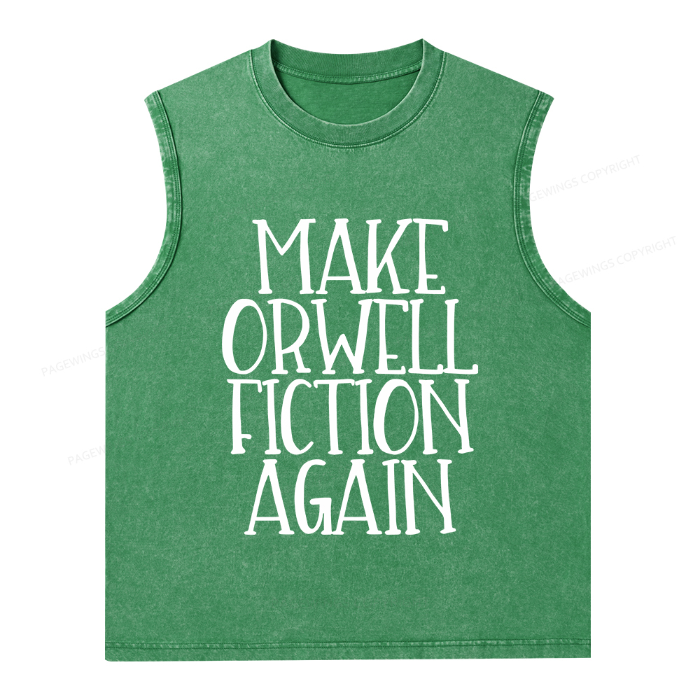 Pagewings Make Orwell Fiction Again Unisex Washed Tank Top