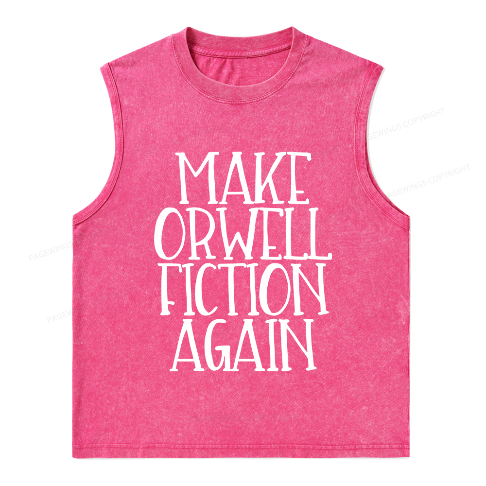 Pagewings Make Orwell Fiction Again Unisex Washed Tank Top