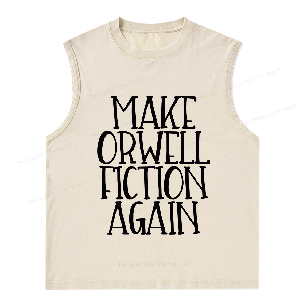 Pagewings Make Orwell Fiction Again Unisex Washed Tank Top