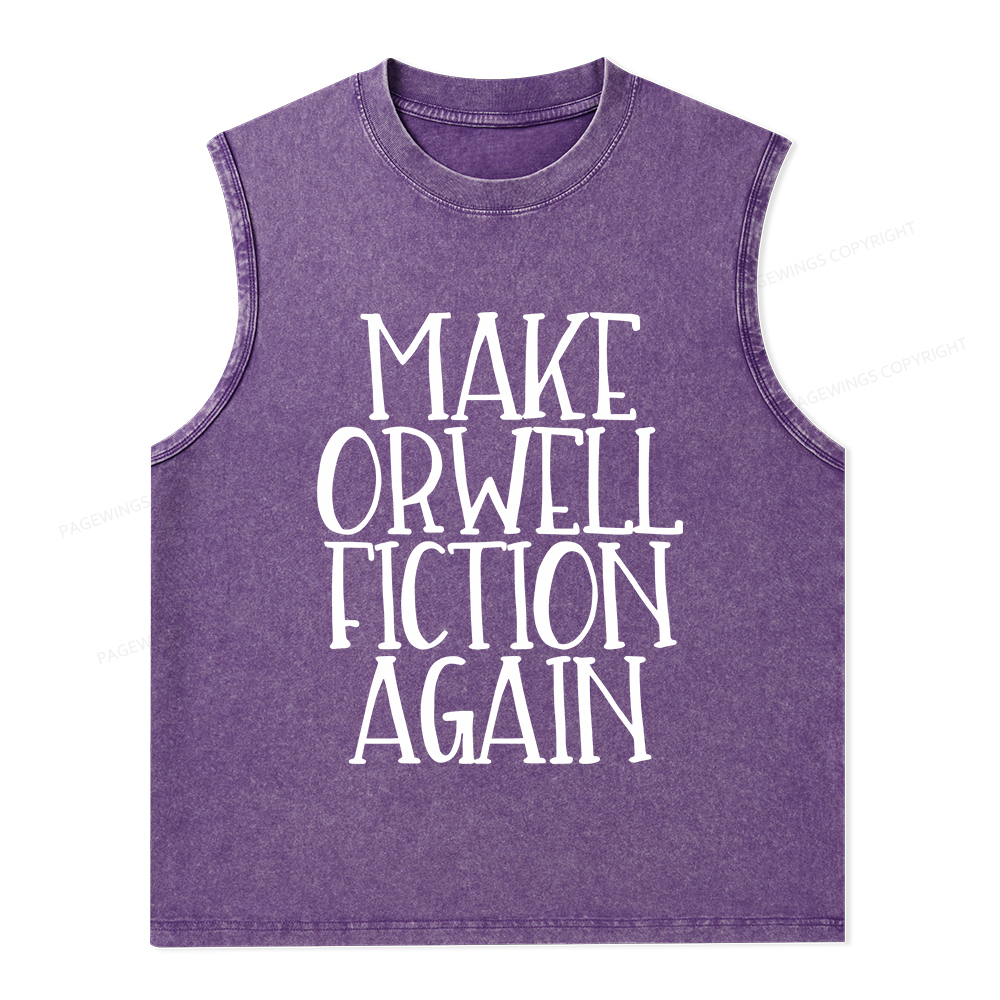 Pagewings Make Orwell Fiction Again Unisex Washed Tank Top