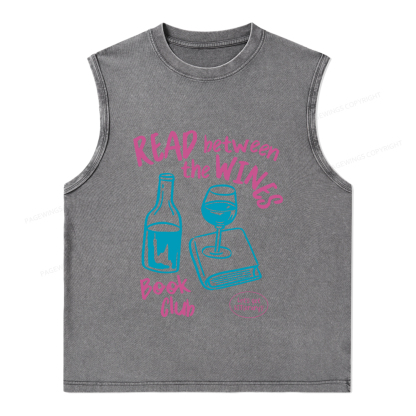 Pagewings Wine Lover Book Club Unisex Washed Tank Top