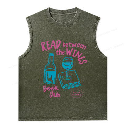Pagewings Wine Lover Book Club Unisex Washed Tank Top