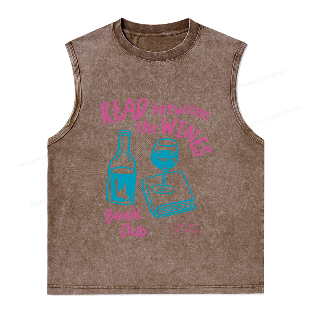 Pagewings Wine Lover Book Club Unisex Washed Tank Top