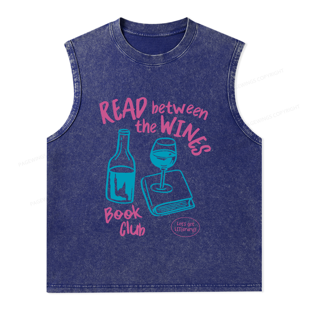 Pagewings Wine Lover Book Club Unisex Washed Tank Top