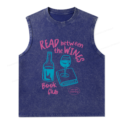 Pagewings Wine Lover Book Club Unisex Washed Tank Top