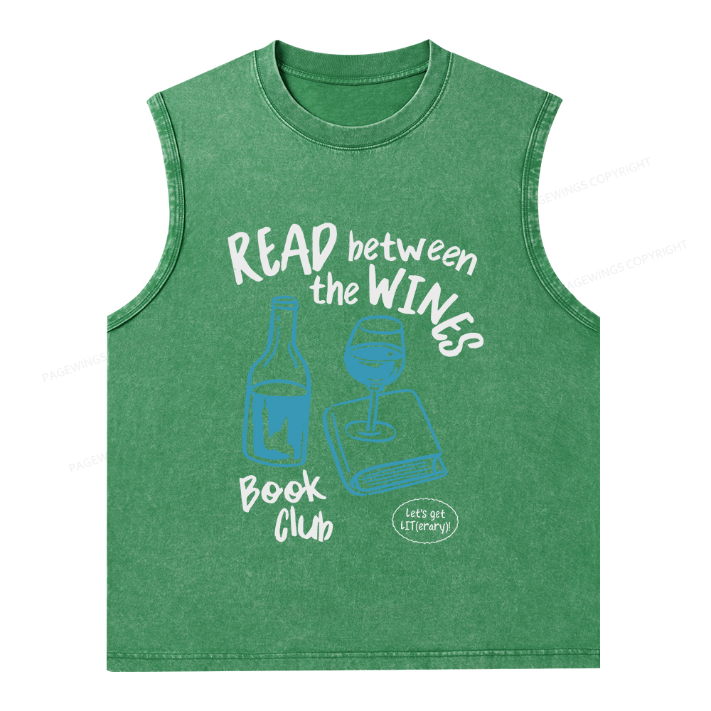 Pagewings Wine Lover Book Club Unisex Washed Tank Top