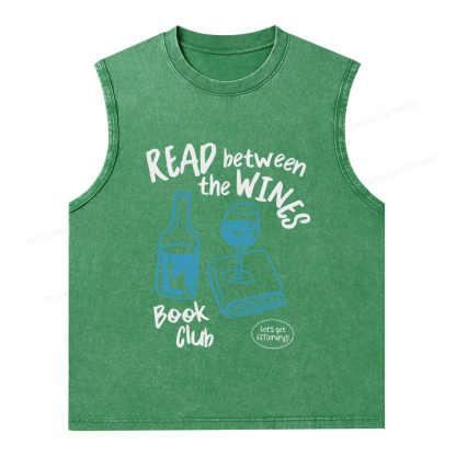 Pagewings Wine Lover Book Club Unisex Washed Tank Top