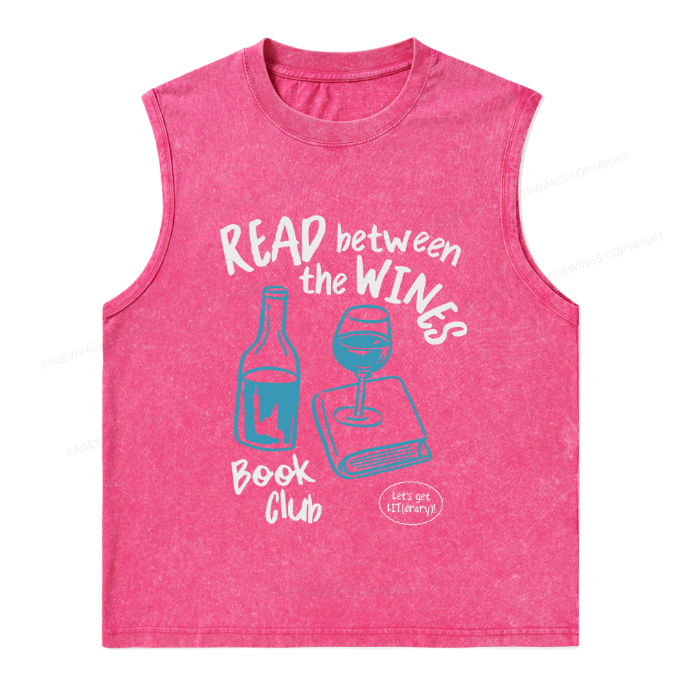 Pagewings Wine Lover Book Club Unisex Washed Tank Top