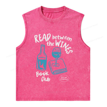 Pagewings Wine Lover Book Club Unisex Washed Tank Top