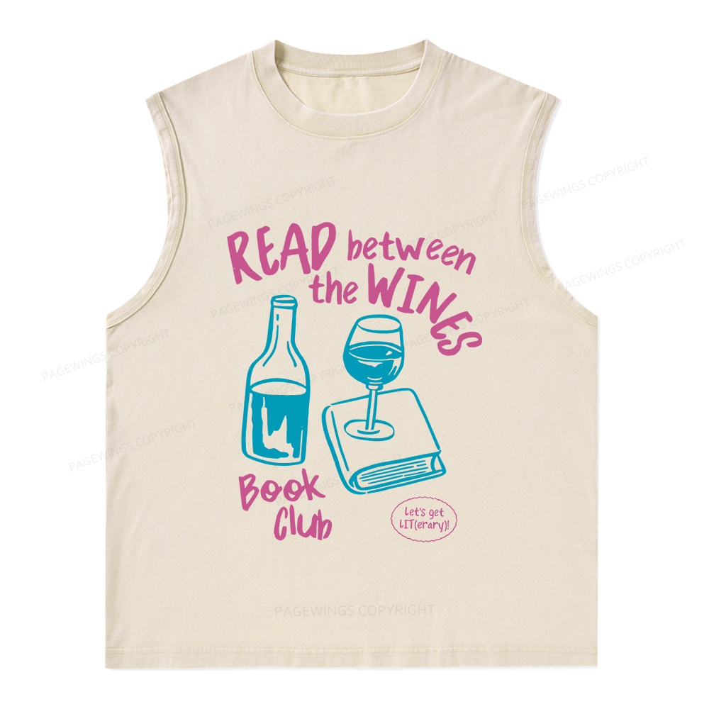 Pagewings Wine Lover Book Club Unisex Washed Tank Top