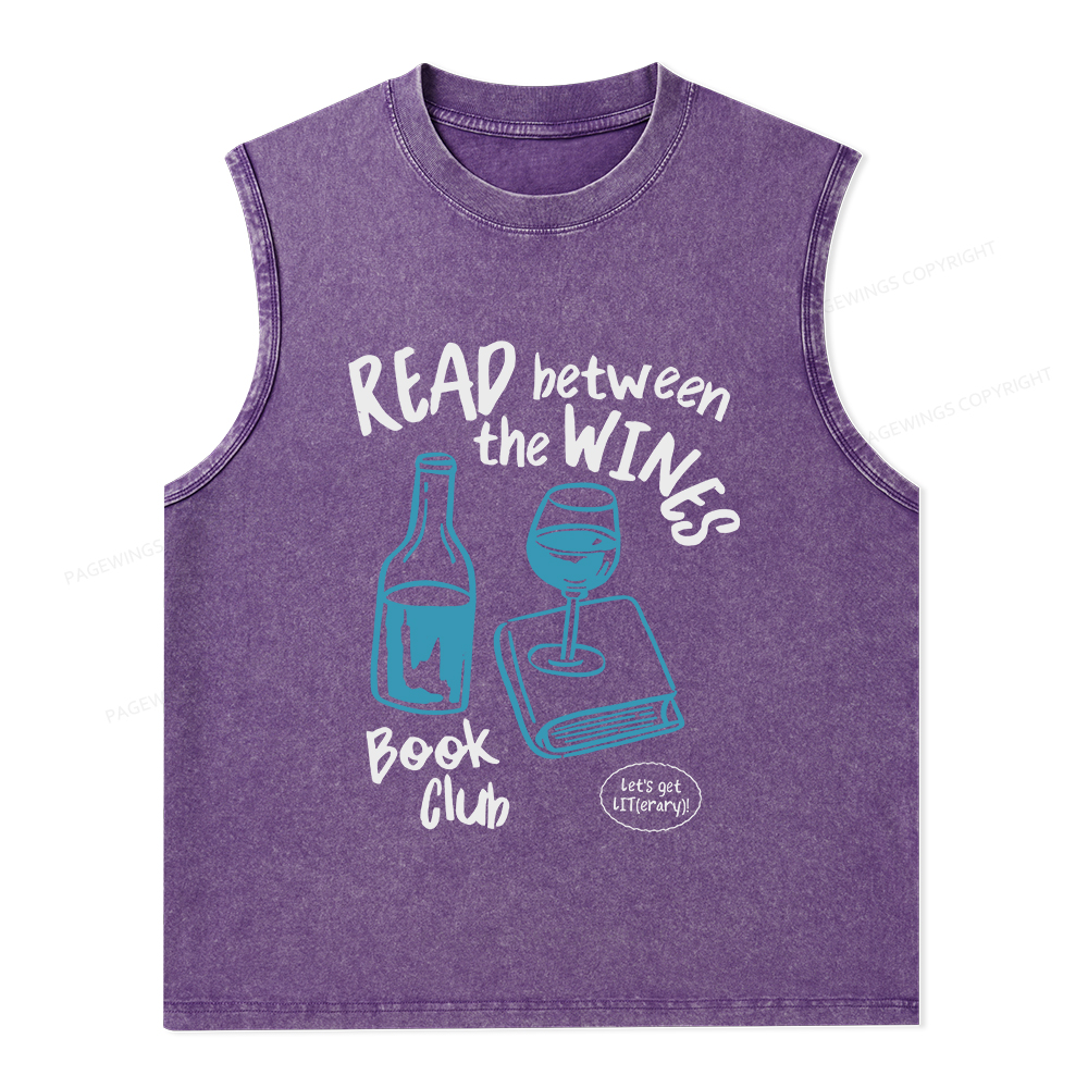 Pagewings Wine Lover Book Club Unisex Washed Tank Top
