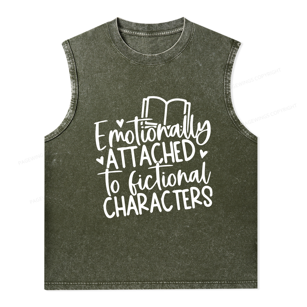 Pagewings Emotionally Attached To Fictional Characters Unisex Washed Tank Top