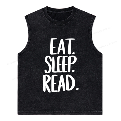 Pagewings Eat Sleep Read Unisex Washed Tank Top