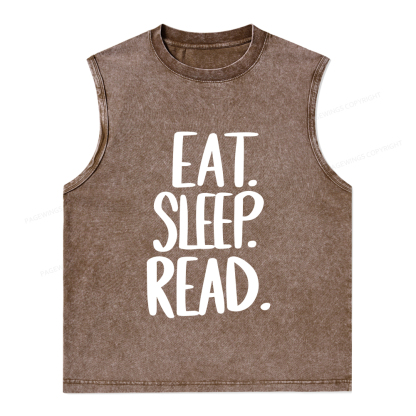 Pagewings Eat Sleep Read Unisex Washed Tank Top