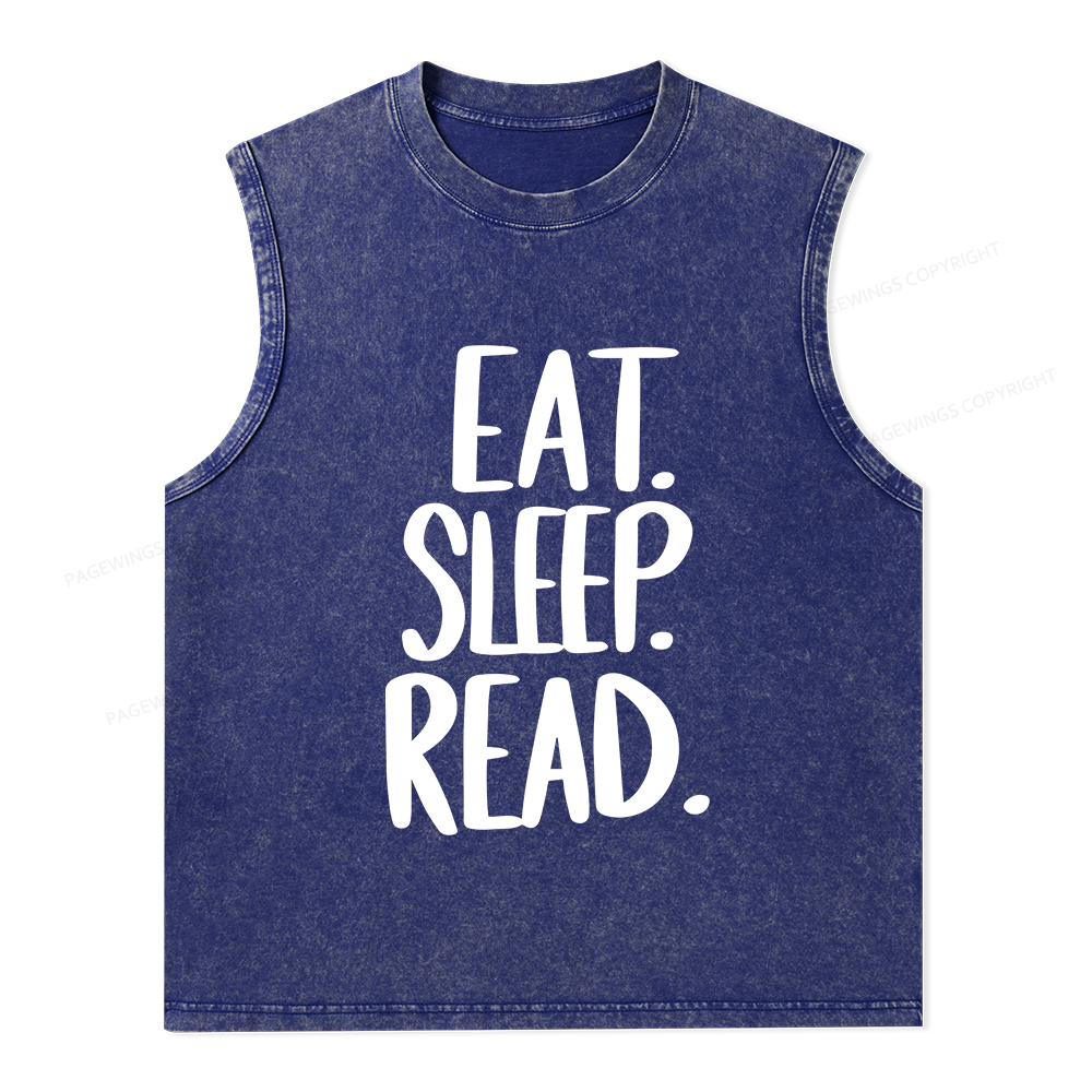 Pagewings Eat Sleep Read Unisex Washed Tank Top