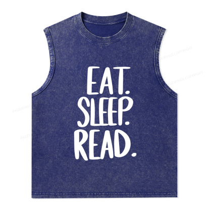Pagewings Eat Sleep Read Unisex Washed Tank Top