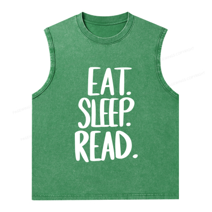 Pagewings Eat Sleep Read Unisex Washed Tank Top