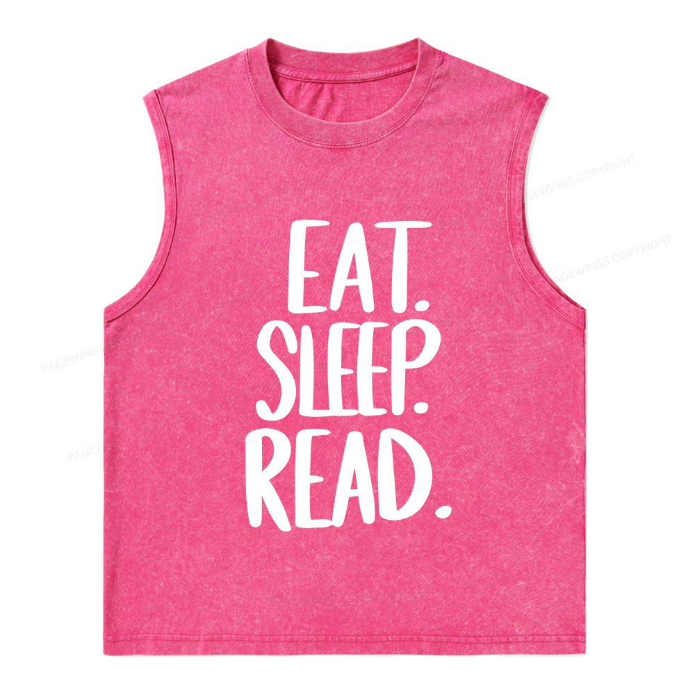Pagewings Eat Sleep Read Unisex Washed Tank Top