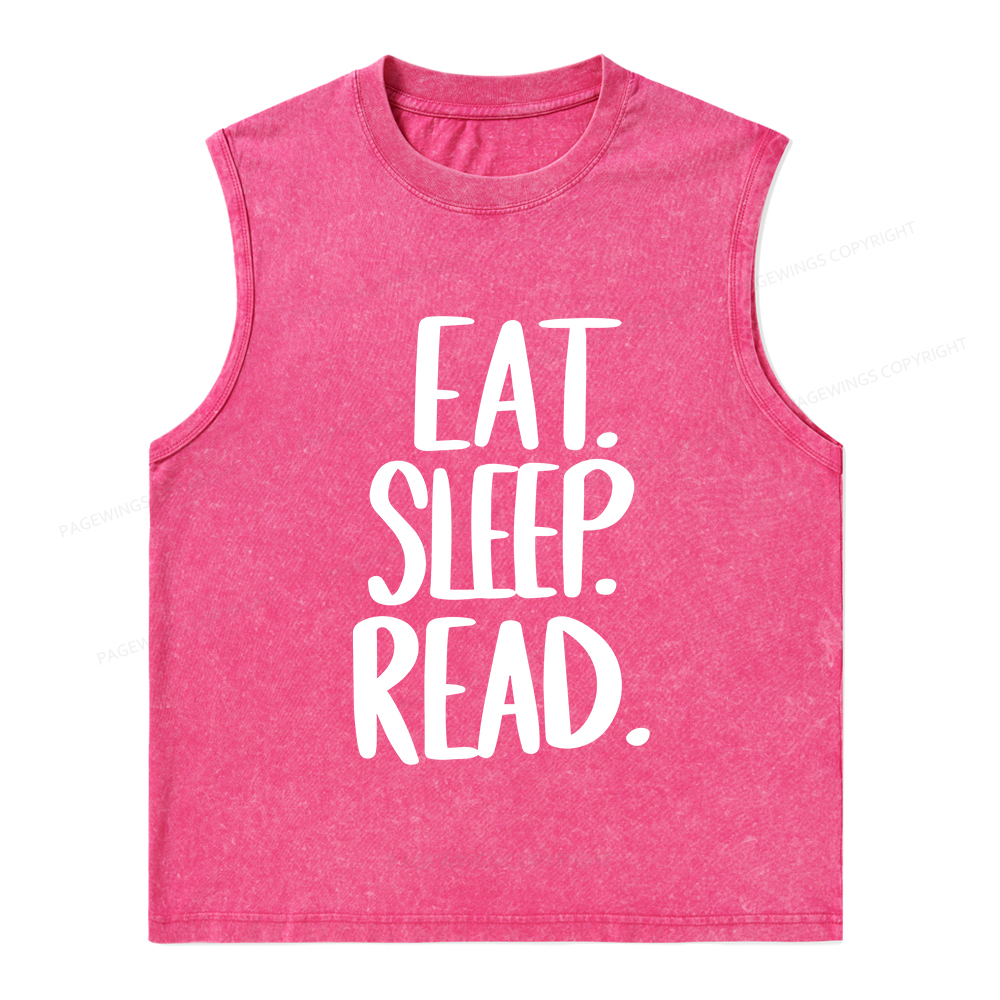 Pagewings Eat Sleep Read Unisex Washed Tank Top