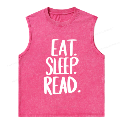 Pagewings Eat Sleep Read Unisex Washed Tank Top