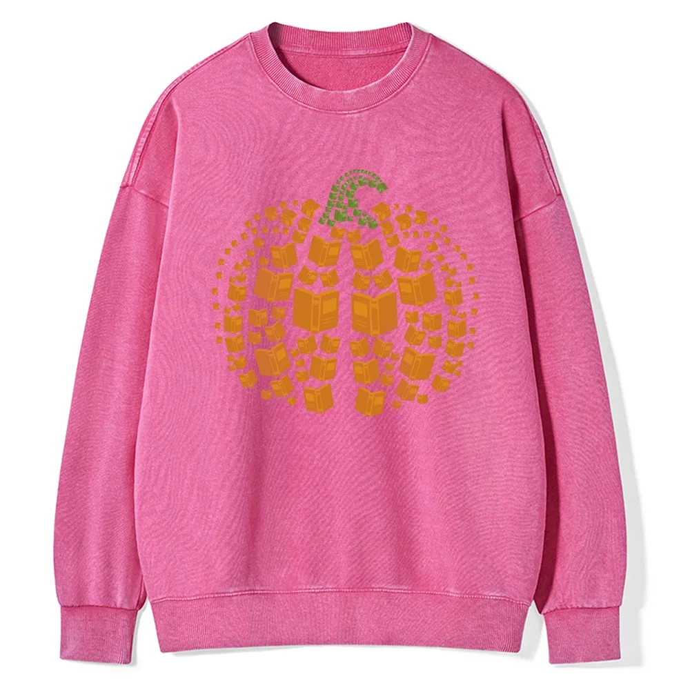 Pagewings  Thanksgiving Book Pumpkin Unisex Washed Sweatshirt