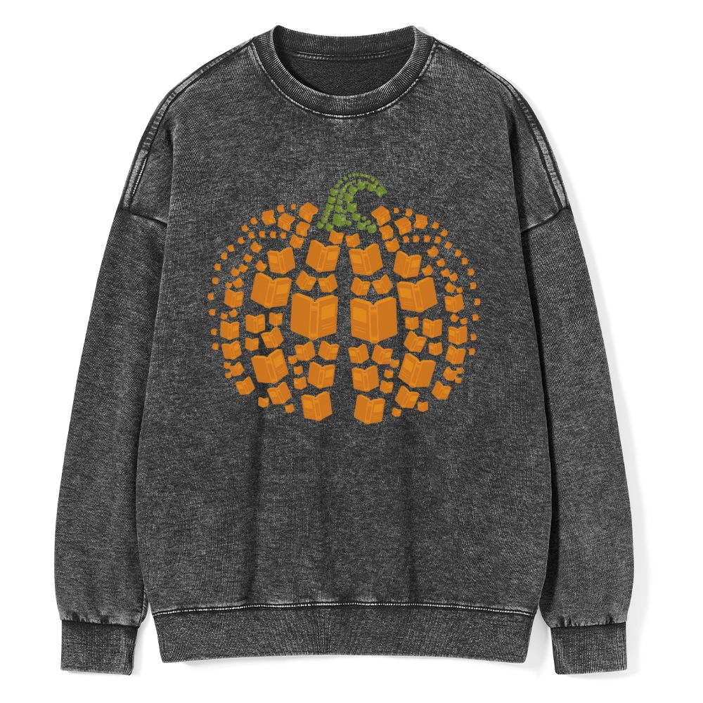 Pagewings  Thanksgiving Book Pumpkin Unisex Washed Sweatshirt