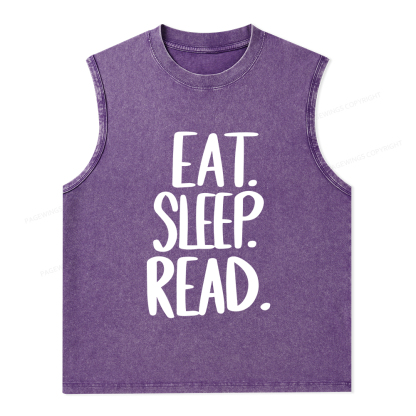 Pagewings Eat Sleep Read Unisex Washed Tank Top