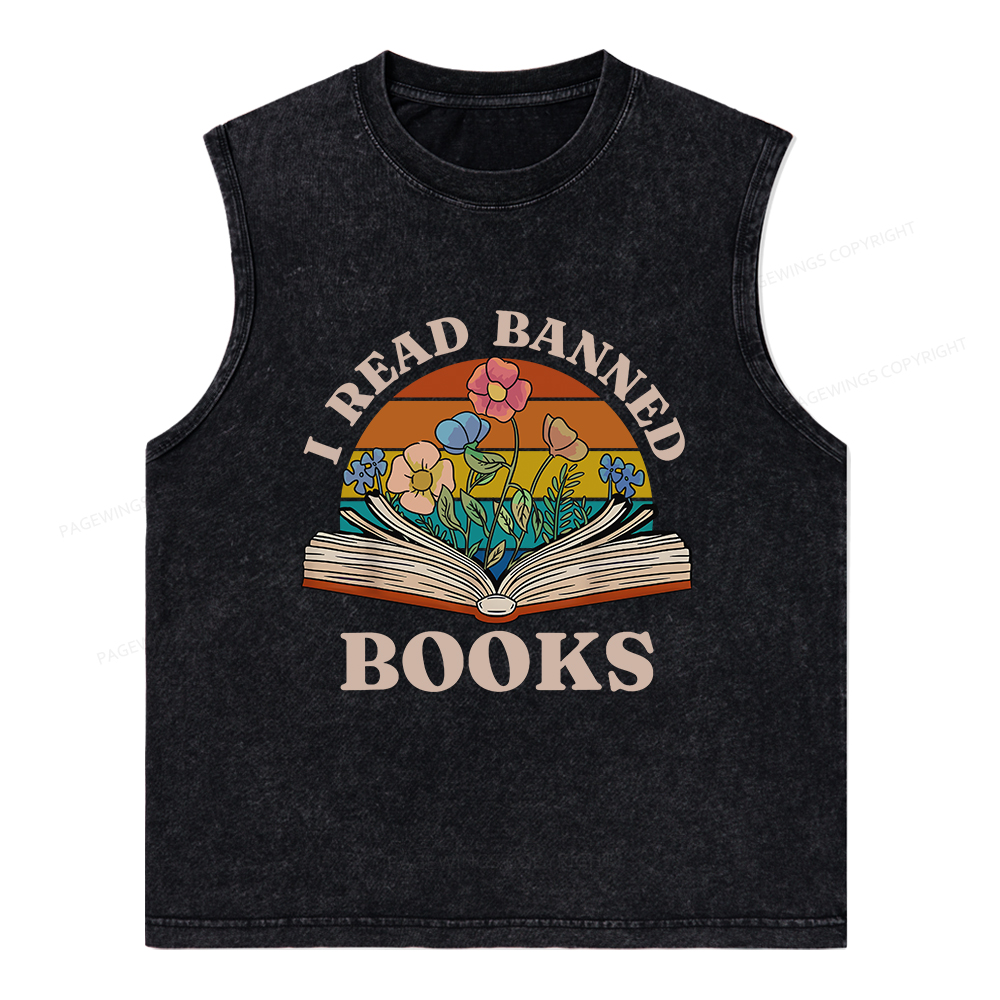 Pagewings I Read Banned Books Unisex Washed Tank Top