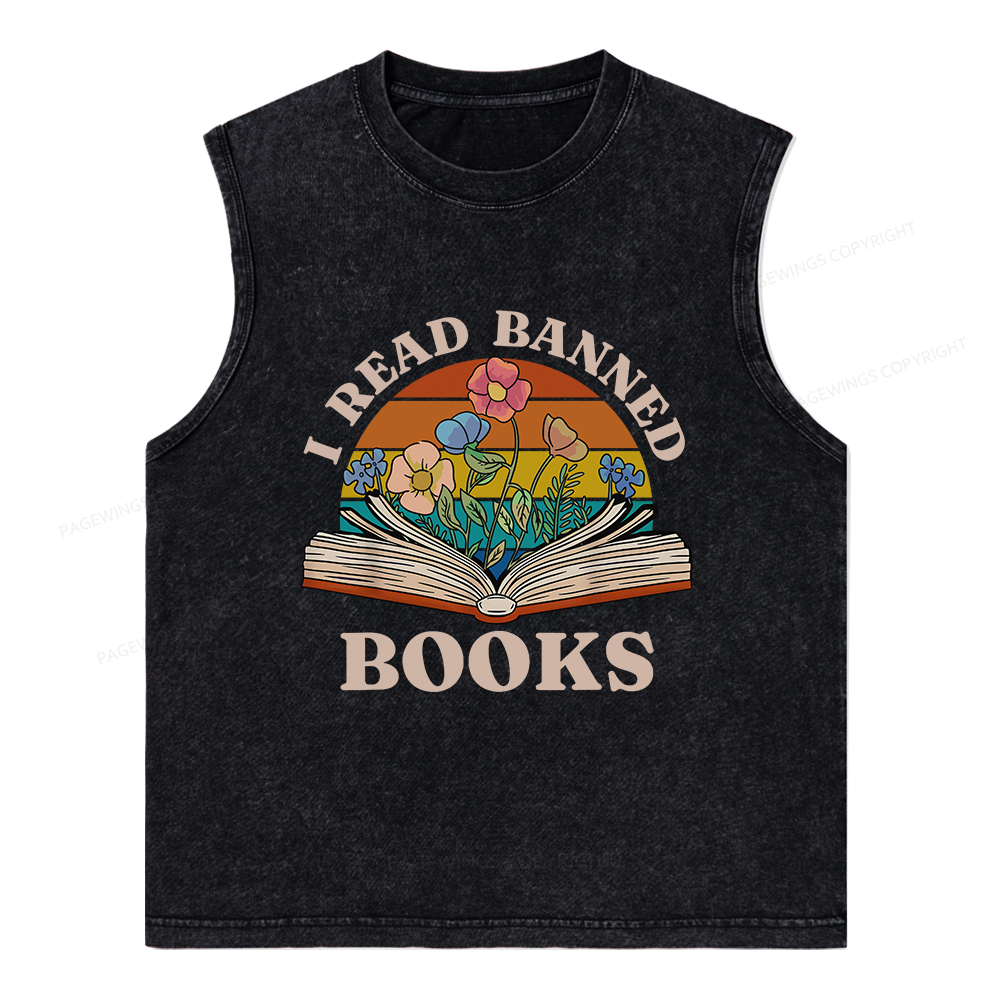 Pagewings I Read Banned Books Unisex Washed Tank Top
