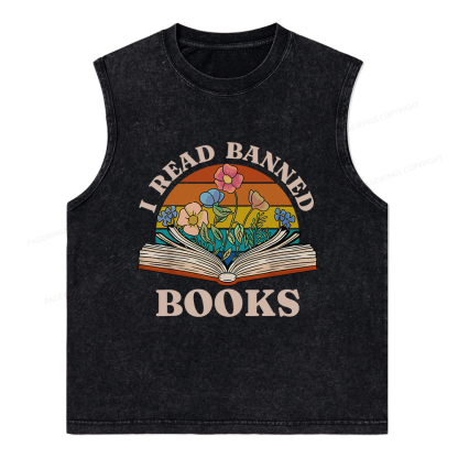 Pagewings I Read Banned Books Unisex Washed Tank Top