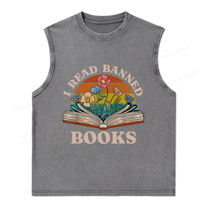 Pagewings I Read Banned Books Unisex Washed Tank Top