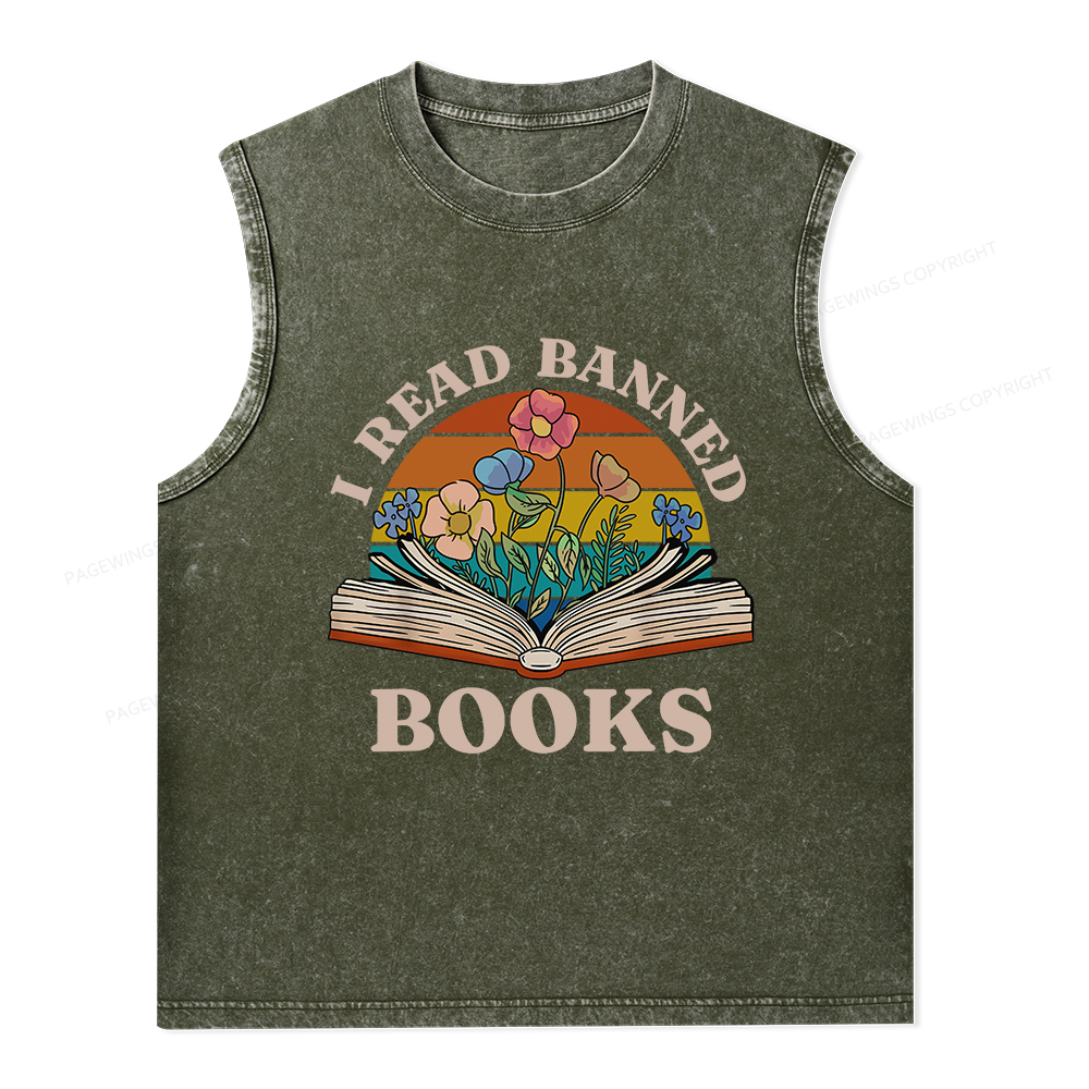 Pagewings I Read Banned Books Unisex Washed Tank Top