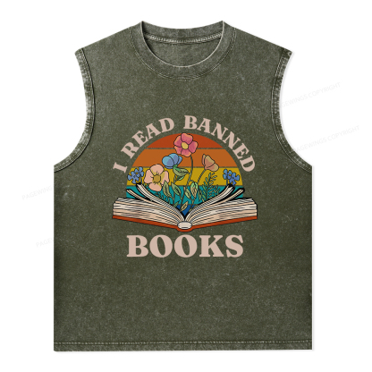 Pagewings I Read Banned Books Unisex Washed Tank Top