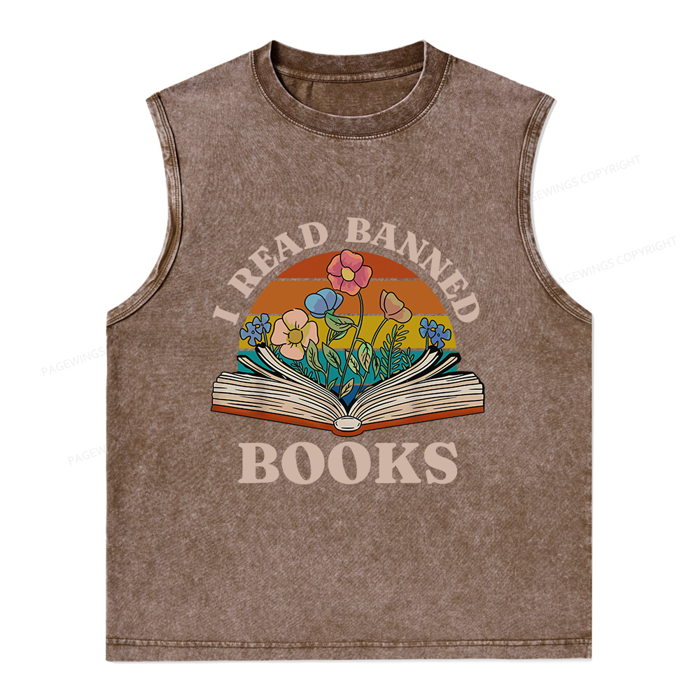 Pagewings I Read Banned Books Unisex Washed Tank Top