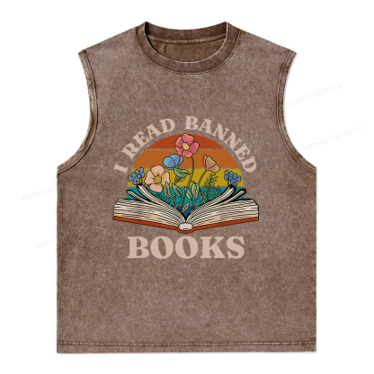 Pagewings I Read Banned Books Unisex Washed Tank Top
