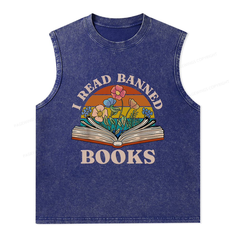 Pagewings I Read Banned Books Unisex Washed Tank Top