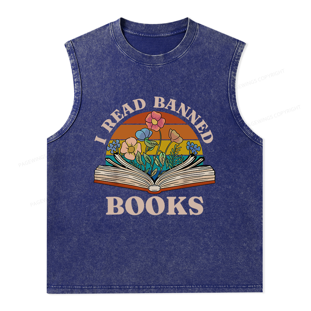 Pagewings I Read Banned Books Unisex Washed Tank Top