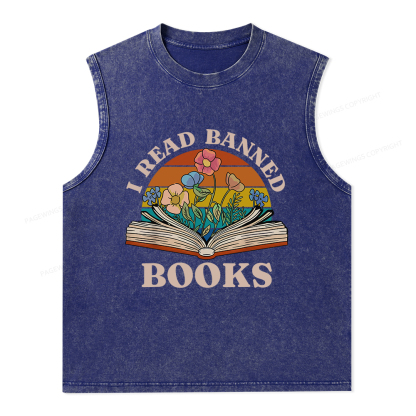 Pagewings I Read Banned Books Unisex Washed Tank Top