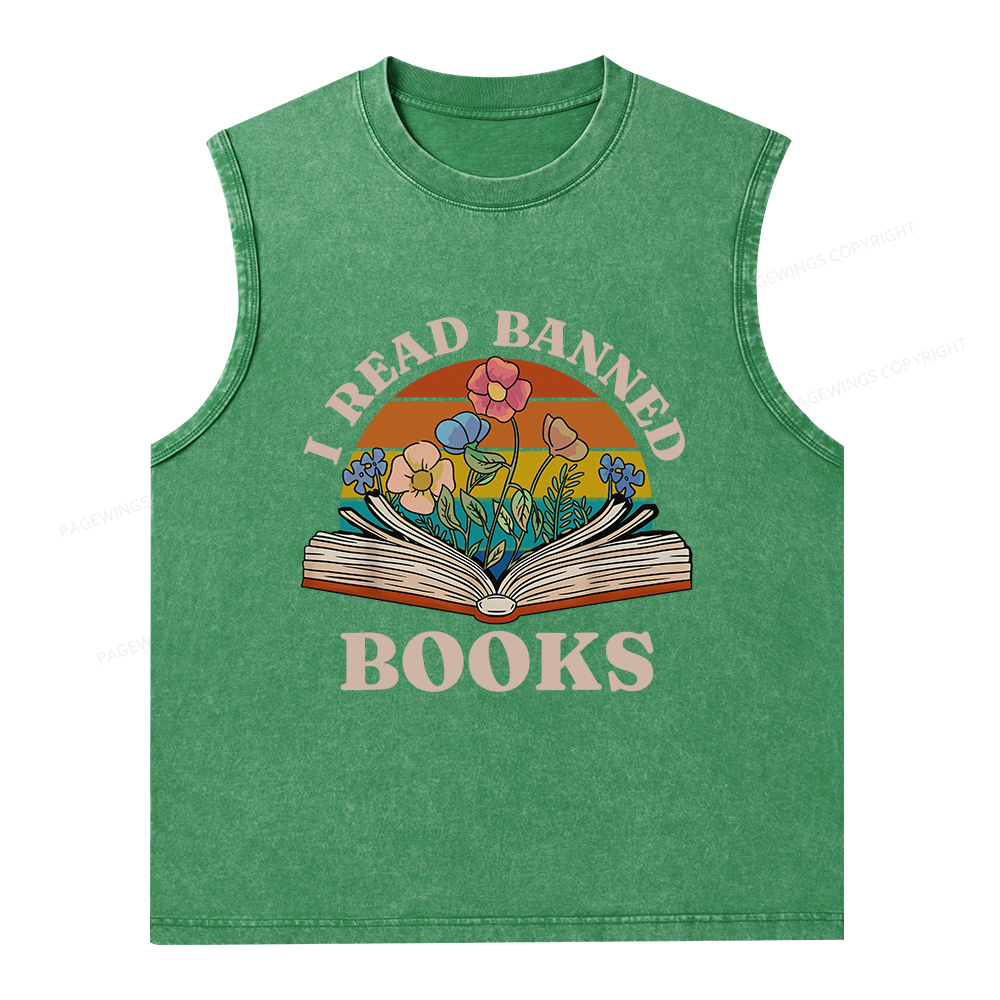Pagewings I Read Banned Books Unisex Washed Tank Top