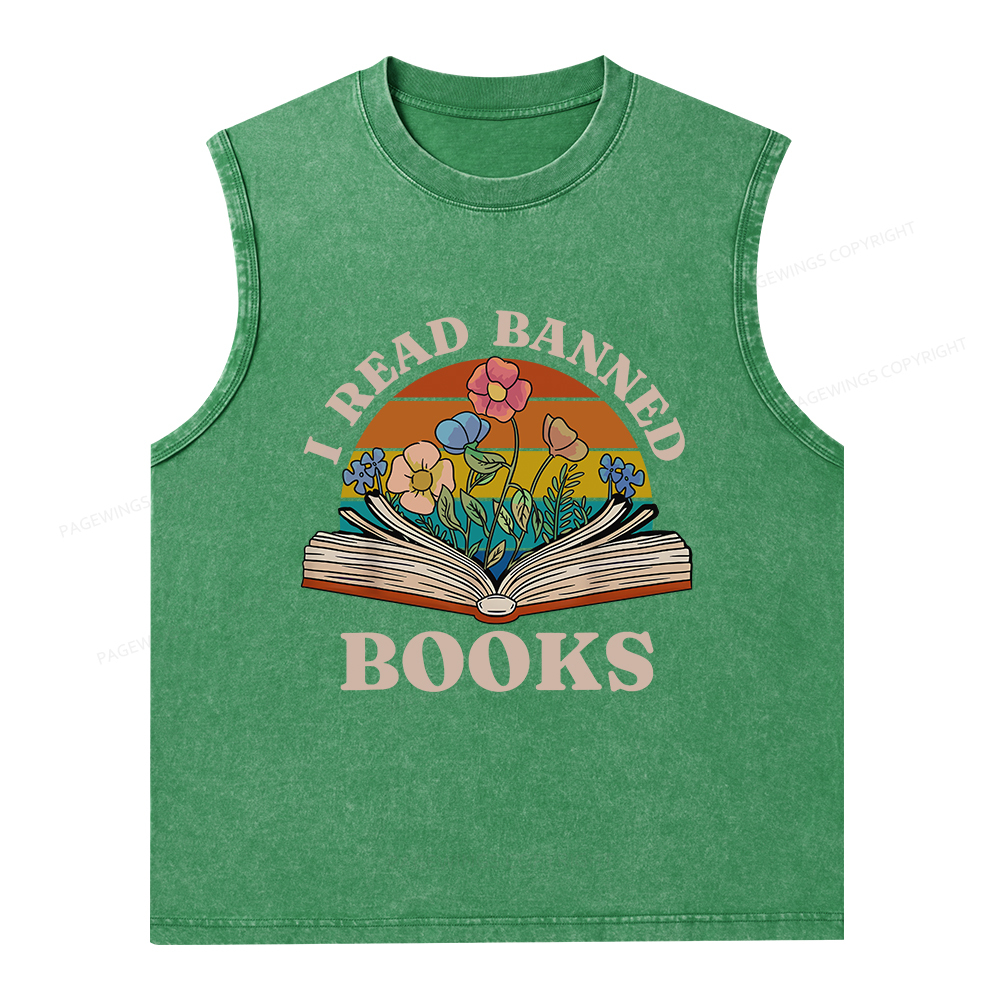 Pagewings I Read Banned Books Unisex Washed Tank Top
