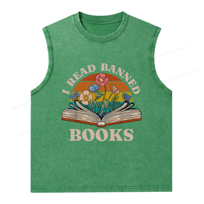Pagewings I Read Banned Books Unisex Washed Tank Top