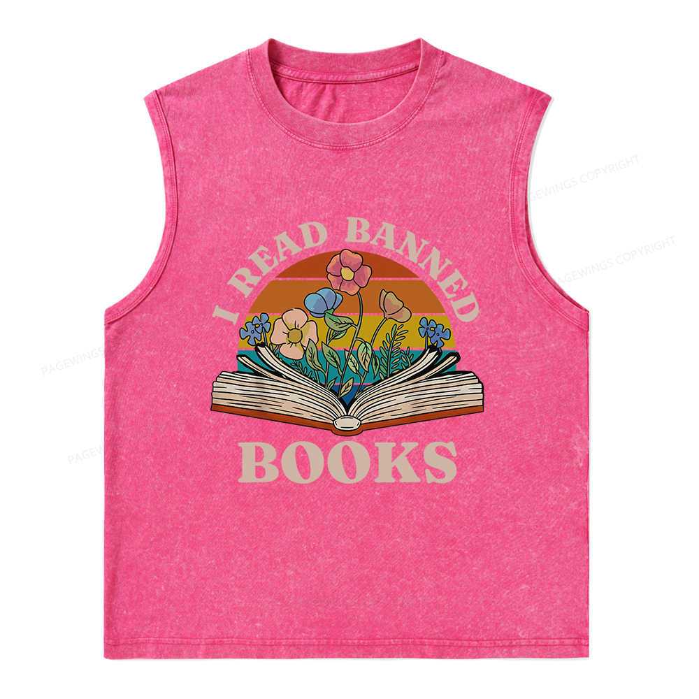 Pagewings I Read Banned Books Unisex Washed Tank Top