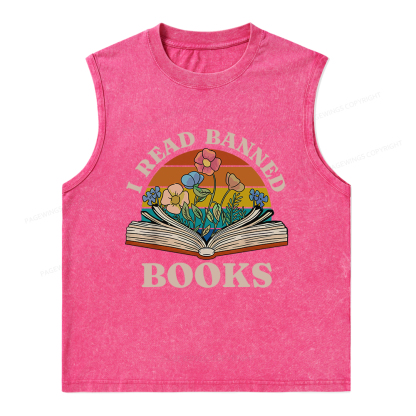 Pagewings I Read Banned Books Unisex Washed Tank Top